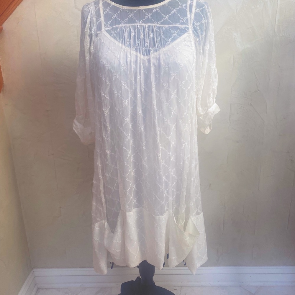 ABS Collection White Silk Dress with Slip